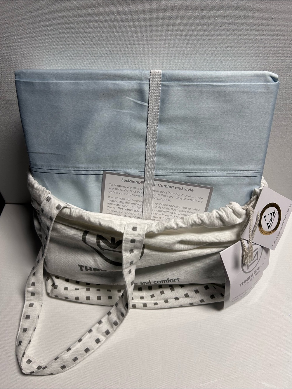 Threadmill Home Linen Twin XL sheet set 100% certified Egyptian cotton Sky blue